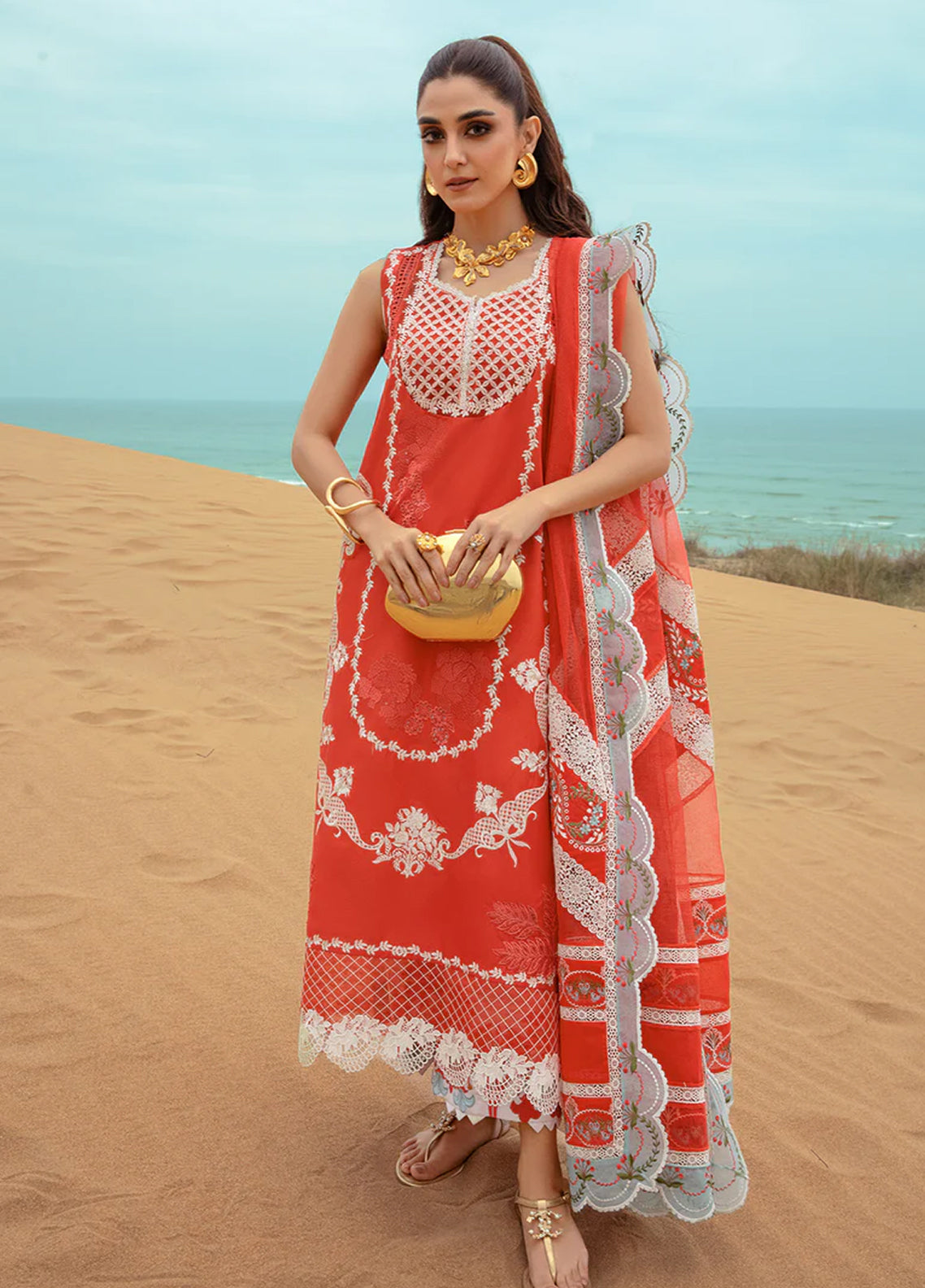 Crimson By Saira Shakira Embroidered Lawn 3 Piece Unstitched Suit CSS24EL D-5B STARS OF FIRE - FIESTA CORAL Crimson By Saira Shakira Embroidered Lawn 3 Piece Unstitched Suit CSS24EL D-5B STARS OF FIRE - FIESTA CORAL