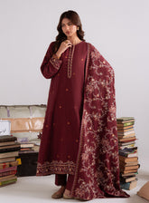 Cross Stitch Embroidered Khaddar 3 Piece Unstitched Suit CS25WKLM D-03 WOVEN ELEGANCE