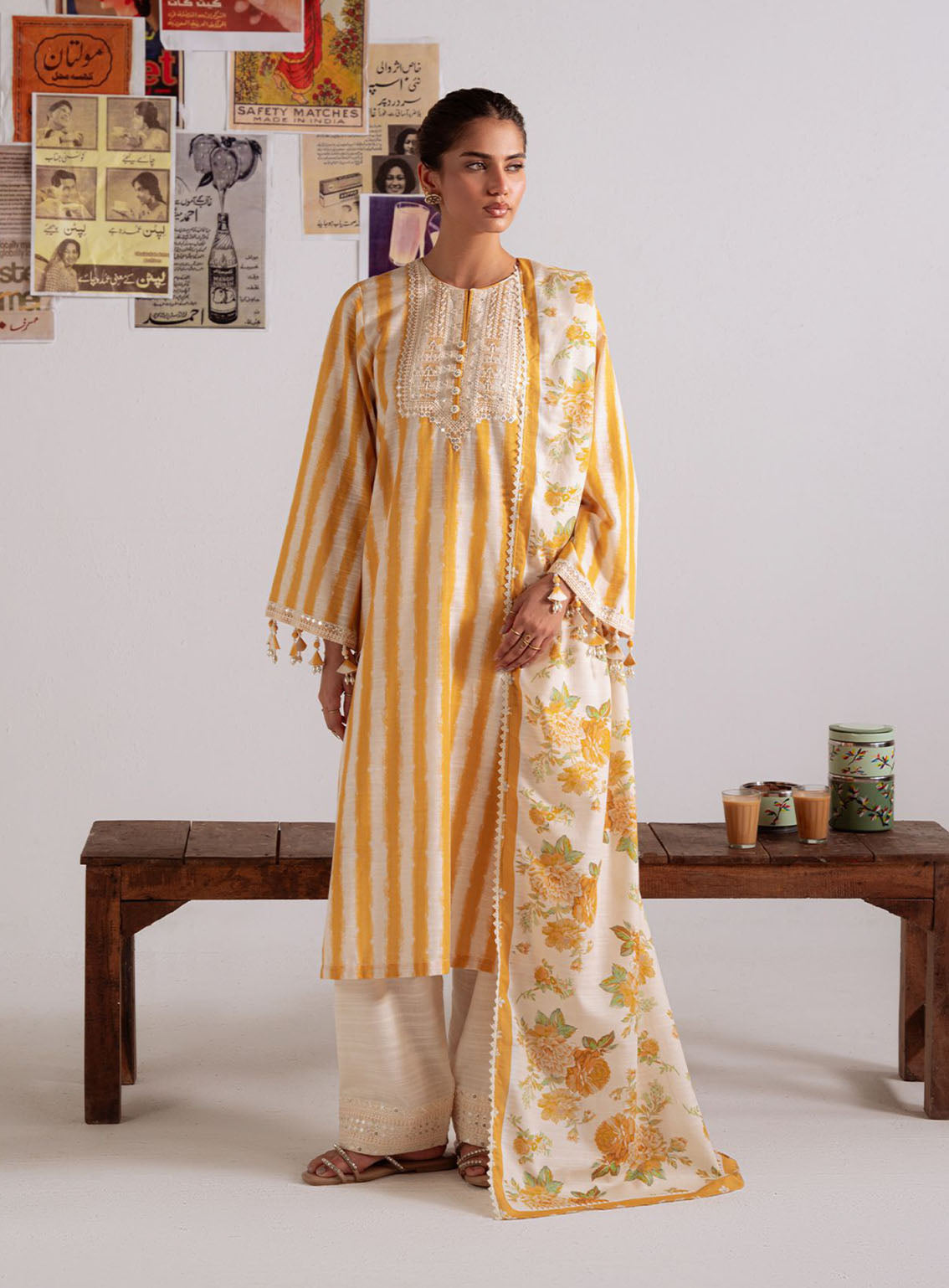 Cross Stitch Embroidered Khaddar 3 Piece Unstitched Suit CS25WKLM D-06 OCHRE BLISS Cross Stitch Embroidered Khaddar 3 Piece Unstitched Suit CS25WKLM D-06 OCHRE BLISS