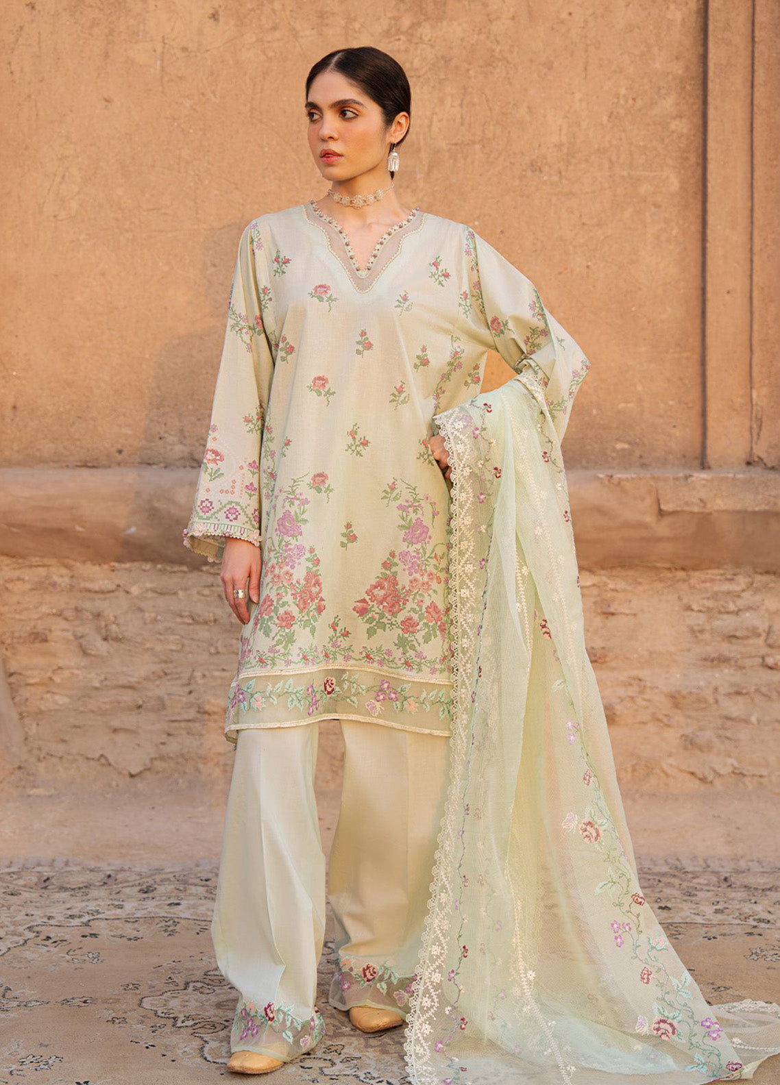 Cross Stitch Embroidered Lawn 3 Piece Unstitched Suit CS25EL D-CITRINE AURA Cross Stitch Embroidered Lawn 3 Piece Unstitched Suit CS25EL D-CITRINE AURA