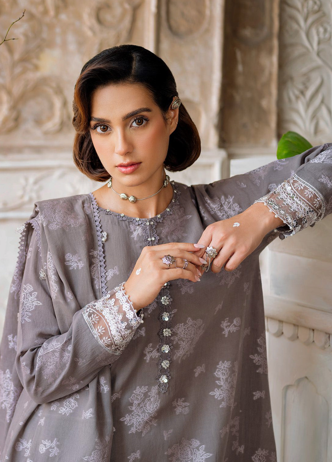 Cross Stitch Embroidered Lawn 3 Piece Unstitched Suit CS25EL D-DESERT TAUPE Cross Stitch Embroidered Lawn 3 Piece Unstitched Suit CS25EL D-DESERT TAUPE