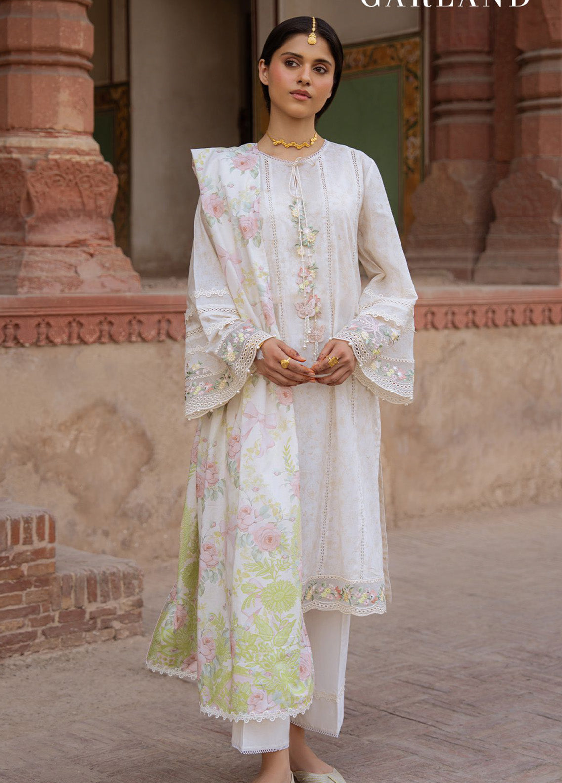 Cross Stitch Embroidered Lawn 3 Piece Unstitched Suit CS25EL D-FLORAL GARLAND Cross Stitch Embroidered Lawn 3 Piece Unstitched Suit CS25EL D-FLORAL GARLAND