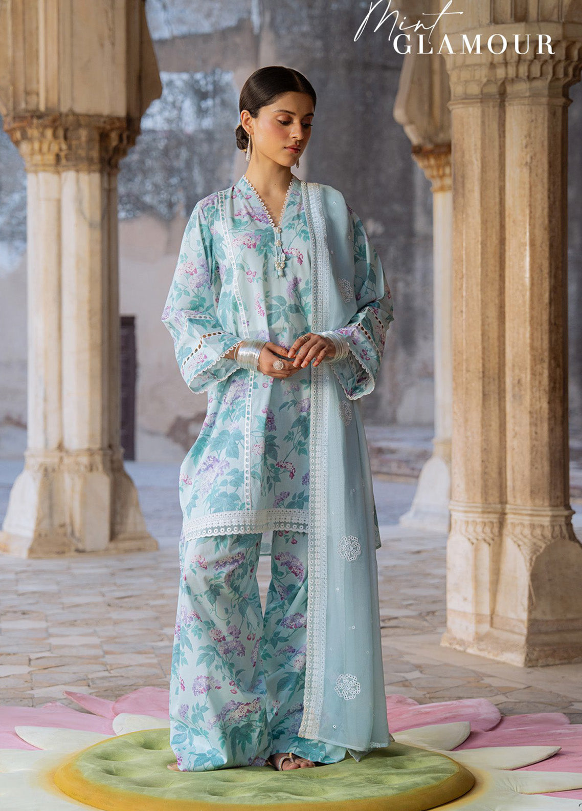 Cross Stitch Embroidered Lawn 3 Piece Unstitched Suit CS25EL D-MINT GLAMOUR Cross Stitch Embroidered Lawn 3 Piece Unstitched Suit CS25EL D-MINT GLAMOUR