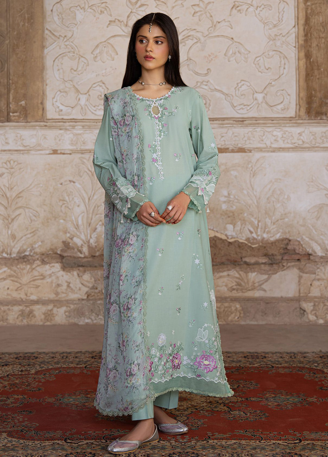 Cross Stitch Embroidered Lawn 3 Piece Unstitched Suit CS25EL D-SAGE GRACE Cross Stitch Embroidered Lawn 3 Piece Unstitched Suit CS25EL D-SAGE GRACE