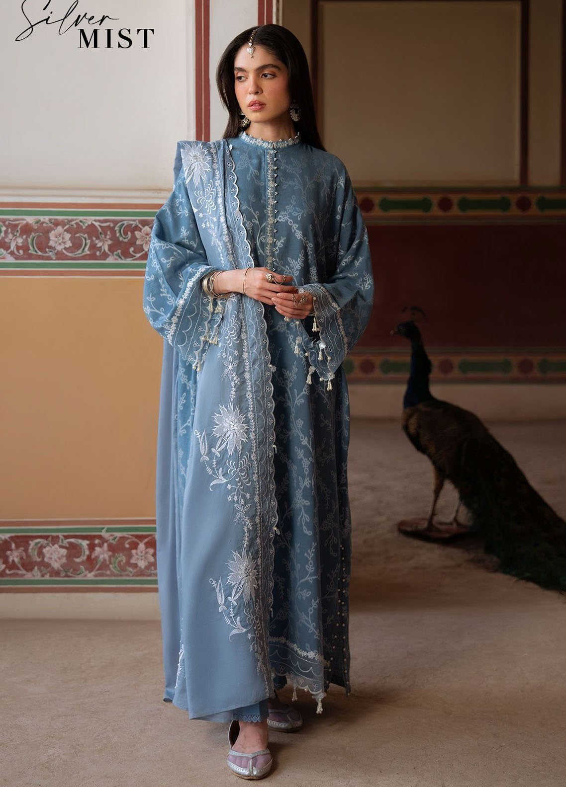 Cross Stitch Embroidered Lawn 3 Piece Unstitched Suit CS25EL D-SILVER MIST Cross Stitch Embroidered Lawn 3 Piece Unstitched Suit CS25EL D-SILVER MIST