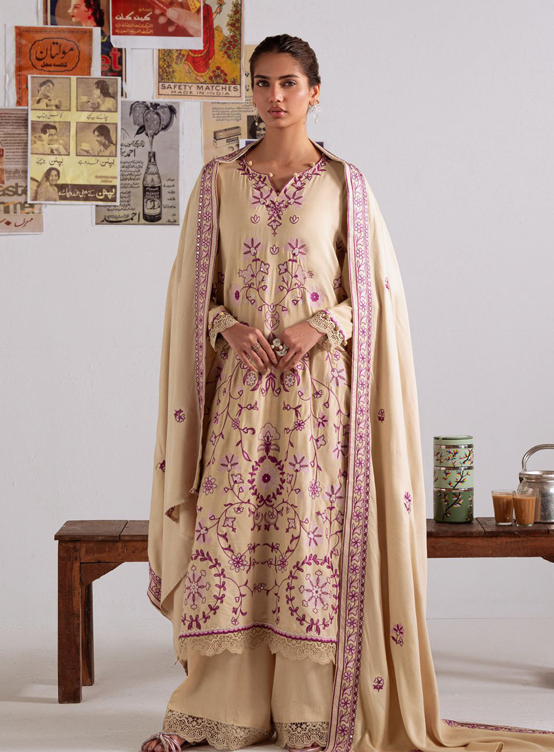 Cross Stitch Embroidered Linen 3 Piece Unstitched Suit CS25WKLM D-08 FAWN RADIANCE Cross Stitch Embroidered Linen 3 Piece Unstitched Suit CS25WKLM D-08 FAWN RADIANCE