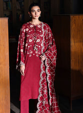 Cross Stitch Embroidered Linen 3 Piece Unstitched Suit CS25WKLM D-11 BERRY LUXE