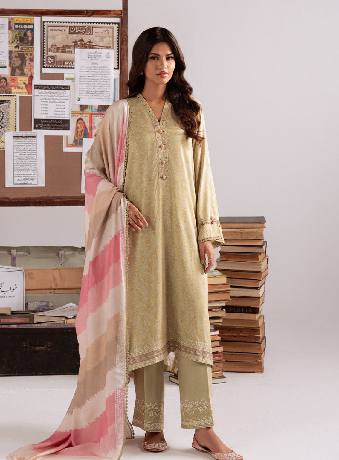 Cross Stitch Embroidered Linen 3 Piece Unstitched Suit CS25WKLM D-15 SAGE GARLAND Cross Stitch Embroidered Linen 3 Piece Unstitched Suit CS25WKLM D-15 SAGE GARLAND