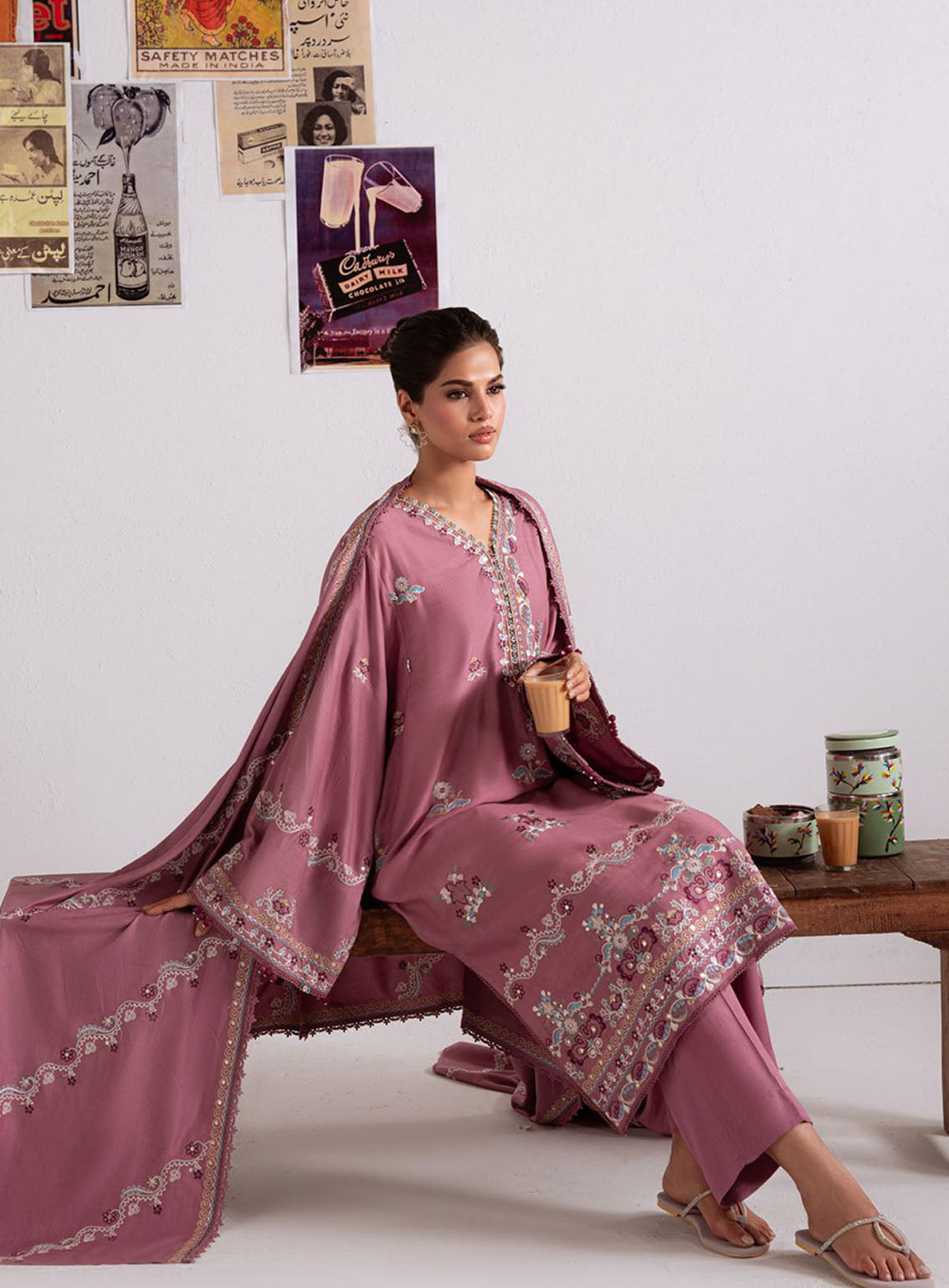 Cross Stitch Embroidered Marina 3 Piece Unstitched Suit CS25WKLM D-18 PETAL DUST Cross Stitch Embroidered Marina 3 Piece Unstitched Suit CS25WKLM D-18 PETAL DUST