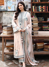 Cross Stitch Embroidered Marina 3 Piece Unstitched Suit CS25WKLM D-21 SUBTLE MAZE