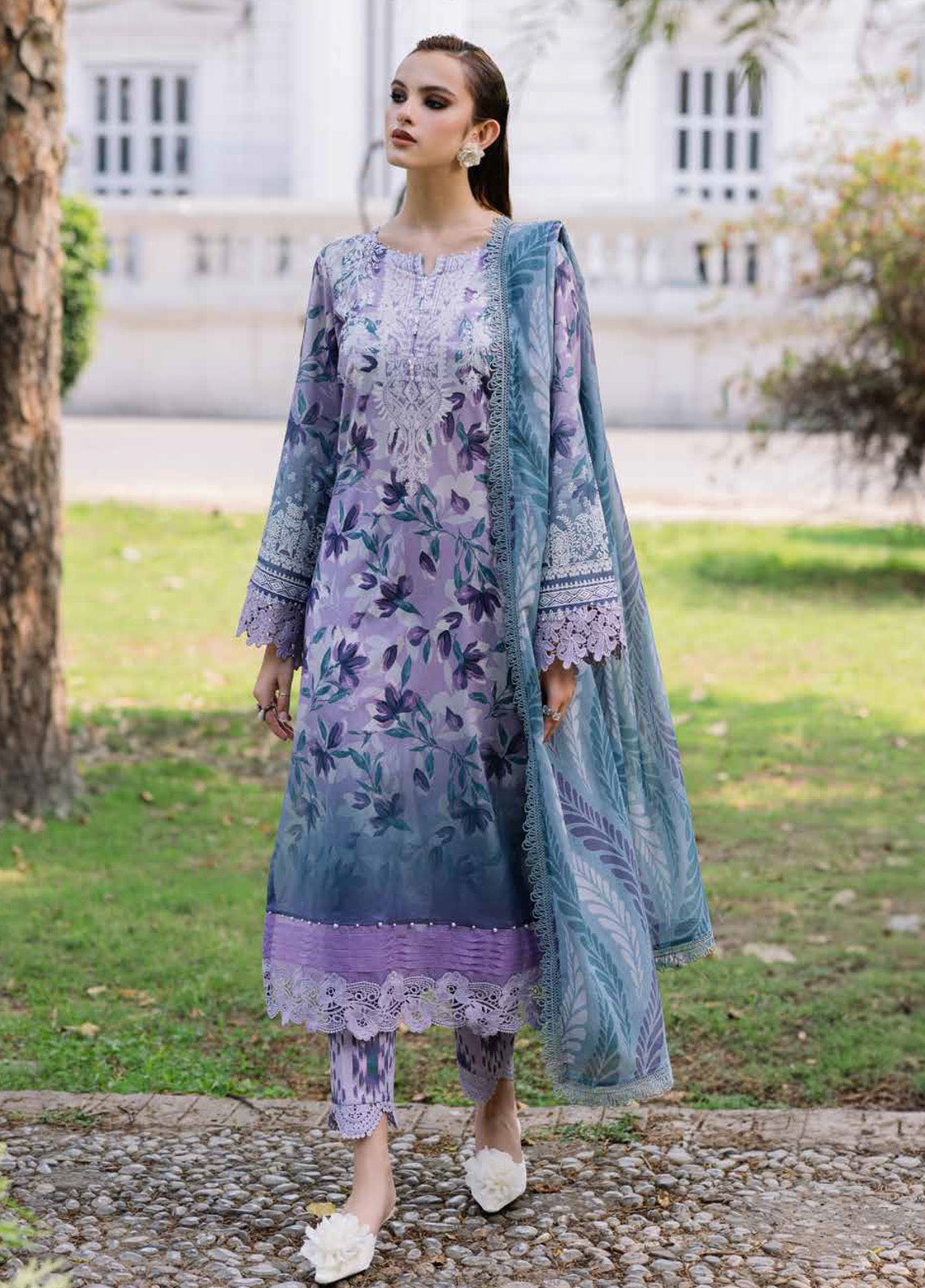 Daily Delights By Nureh Chikankari Embroidered Lawn 3 Piece Unstitched Suit NU25DD D-02 Daily Delights By Nureh Chikankari Embroidered Lawn 3 Piece Unstitched Suit NU25DD D-02