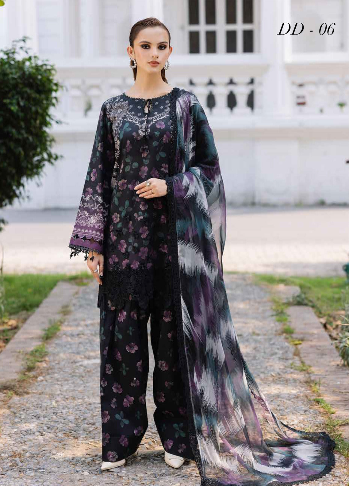 Daily Delights By Nureh Chikankari Embroidered Lawn 3 Piece Unstitched Suit NU25DD D-06 Daily Delights By Nureh Chikankari Embroidered Lawn 3 Piece Unstitched Suit NU25DD D-06