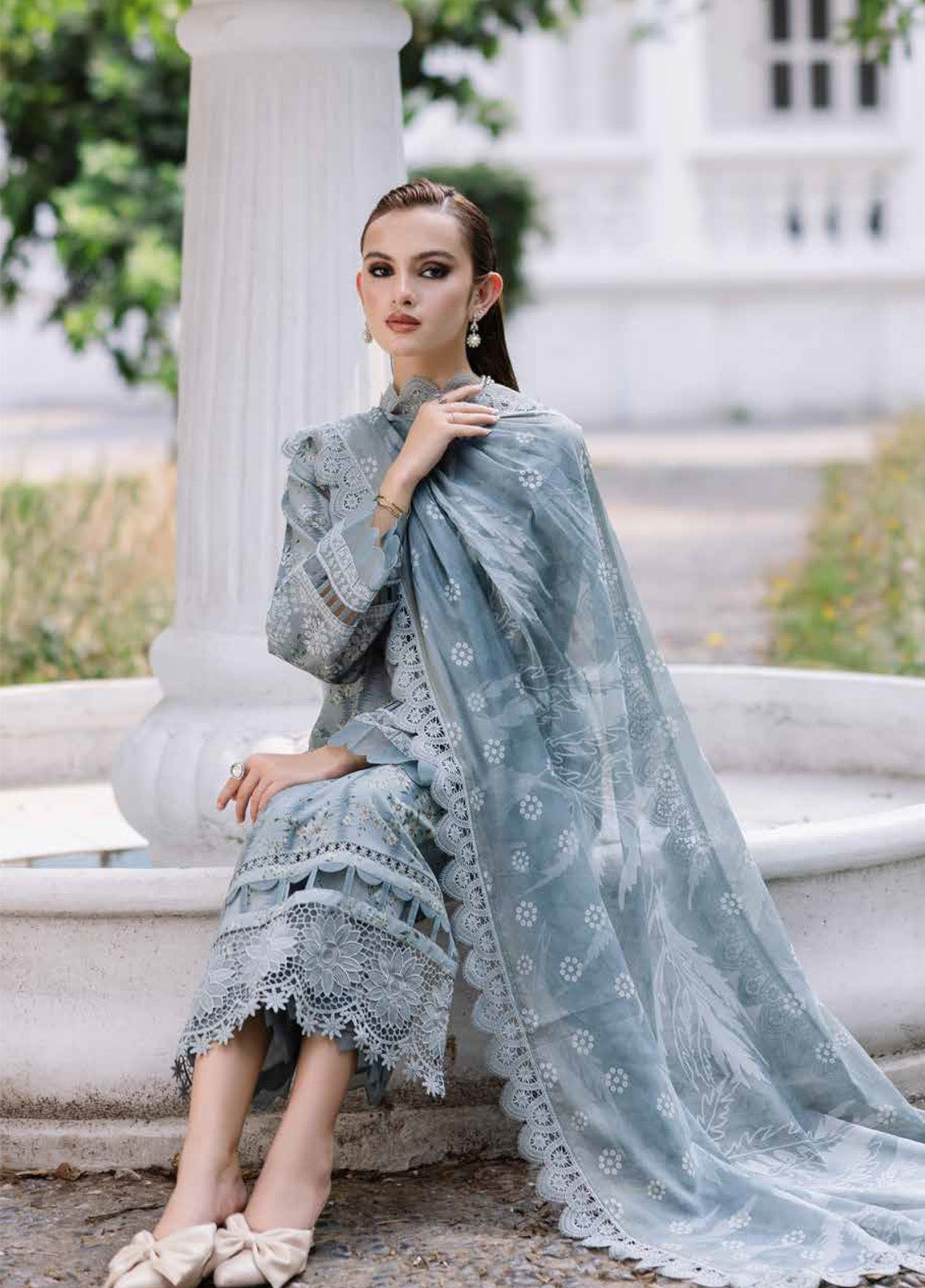 Daily Delights By Nureh Chikankari Embroidered Lawn 3 Piece Unstitched Suit NU25DD D-09 Daily Delights By Nureh Chikankari Embroidered Lawn 3 Piece Unstitched Suit NU25DD D-09