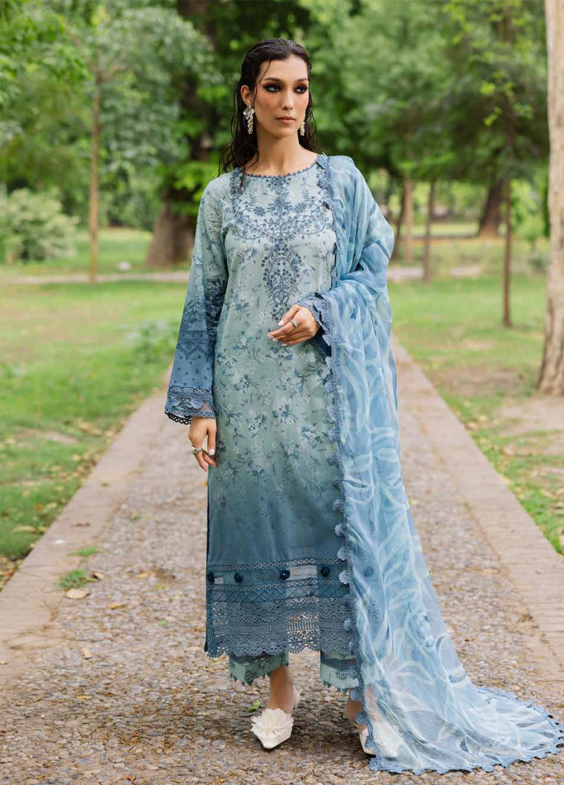 Daily Delights By Nureh Chikankari Embroidered Lawn 3 Piece Unstitched Suit NU25DD D-10 Daily Delights By Nureh Chikankari Embroidered Lawn 3 Piece Unstitched Suit NU25DD D-10