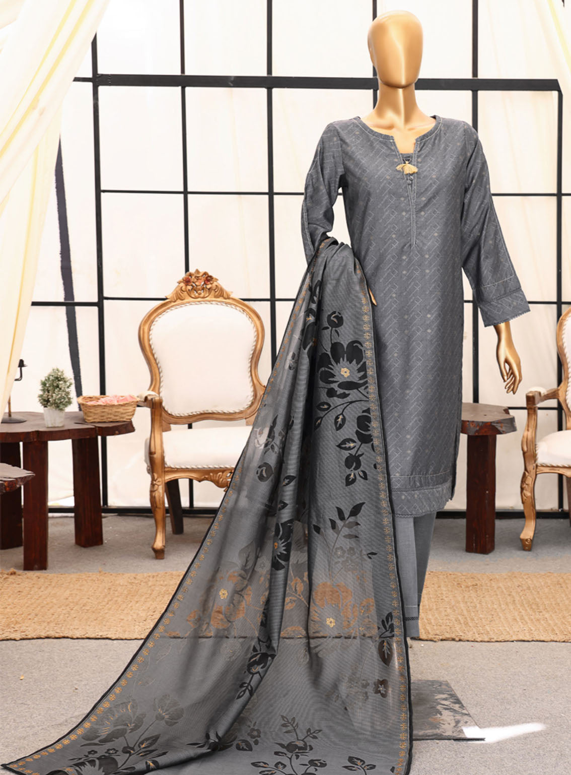 Damask By HZ Textile Jacquard Lawn 3 Piece Stitched Suit HZ24D DJL-402 Damask By HZ Textile Jacquard Lawn 3 Piece Stitched Suit HZ24D DJL-402