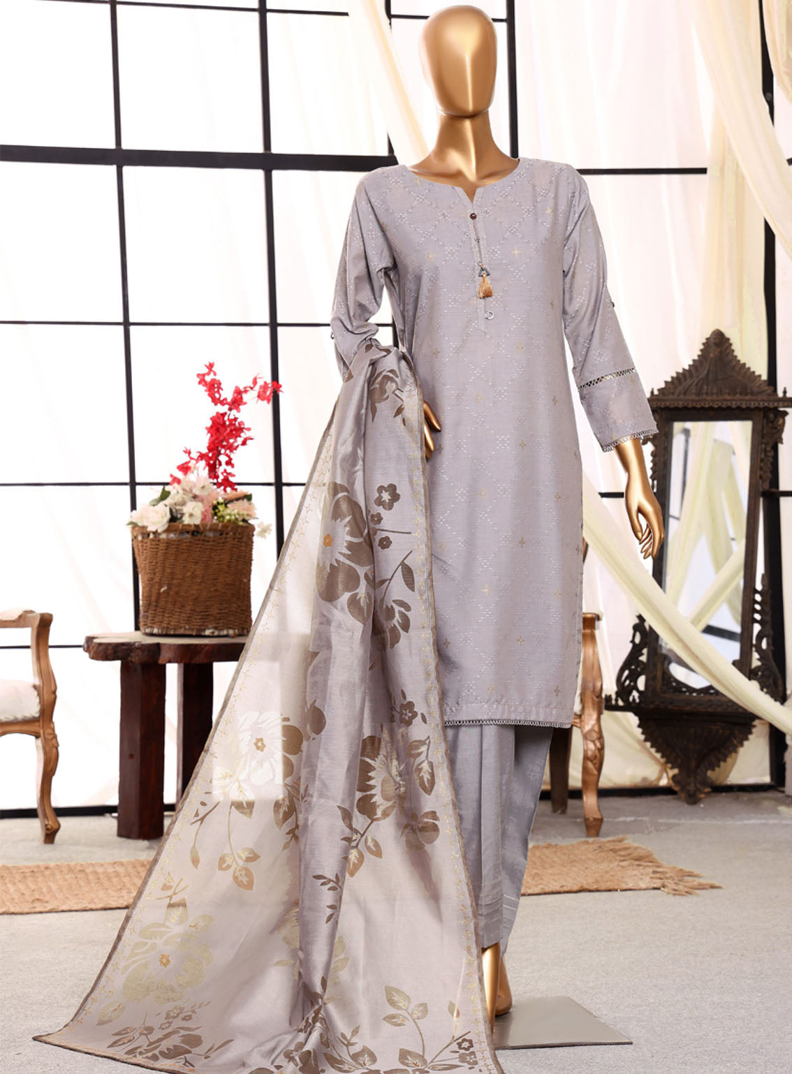 Damask By HZ Textile Jacquard Lawn 3 Piece Stitched Suit HZ24D DJL-406 Damask By HZ Textile Jacquard Lawn 3 Piece Stitched Suit HZ24D DJL-406