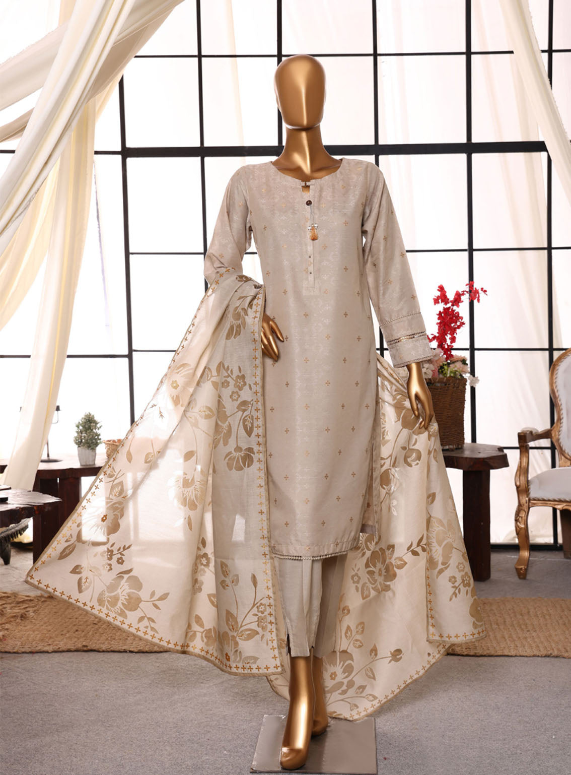 Damask By HZ Textile Jacquard Lawn 3 Piece Stitched Suit HZ24D DJL-407 Damask By HZ Textile Jacquard Lawn 3 Piece Stitched Suit HZ24D DJL-407