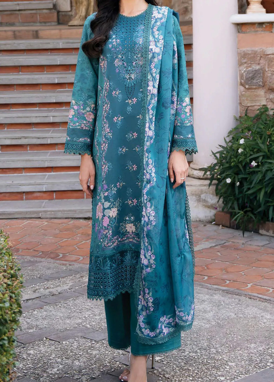 Damask The Holiday By Afrozeh Embroidered Lawn 3 Piece Unstitched Suit AF24DH D-04 EDEN B Damask The Holiday By Afrozeh Embroidered Lawn 3 Piece Unstitched Suit AF24DH D-04 EDEN B