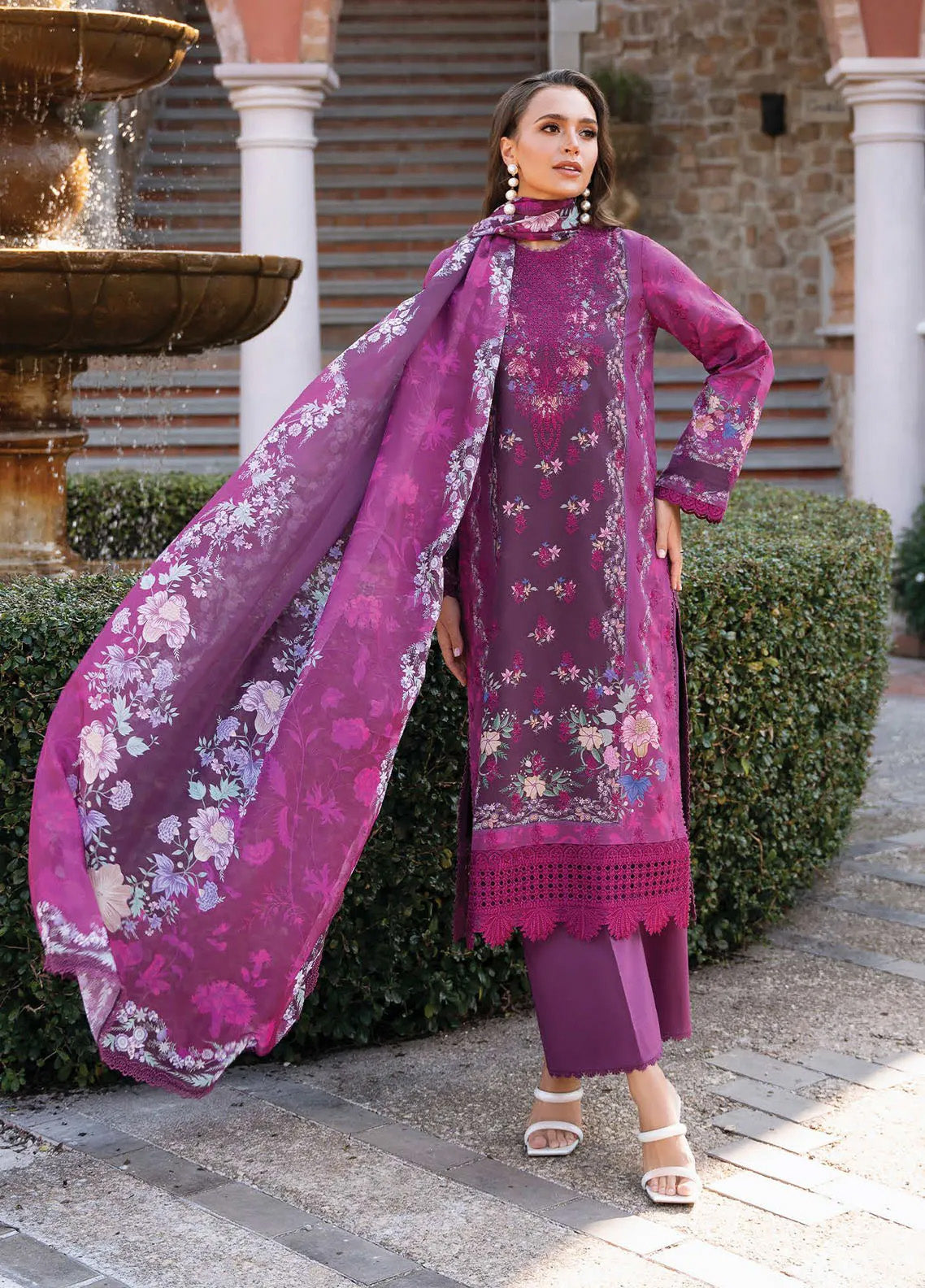 Damask The Holiday By Afrozeh Embroidered Lawn 3 Piece Unstitched Suit AF24DH D-04 EDEN B Damask The Holiday By Afrozeh Embroidered Lawn 3 Piece Unstitched Suit AF24DH D-04 EDEN B