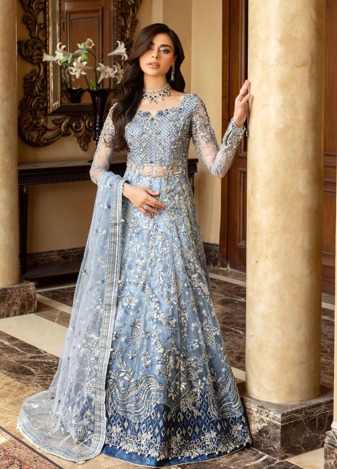 Darlings By Mushq Embroidered Net 4 Piece Unstitched Suit MQ25DW D-01 KIARA Darlings By Mushq Embroidered Net 4 Piece Unstitched Suit MQ25DW D-01 KIARA