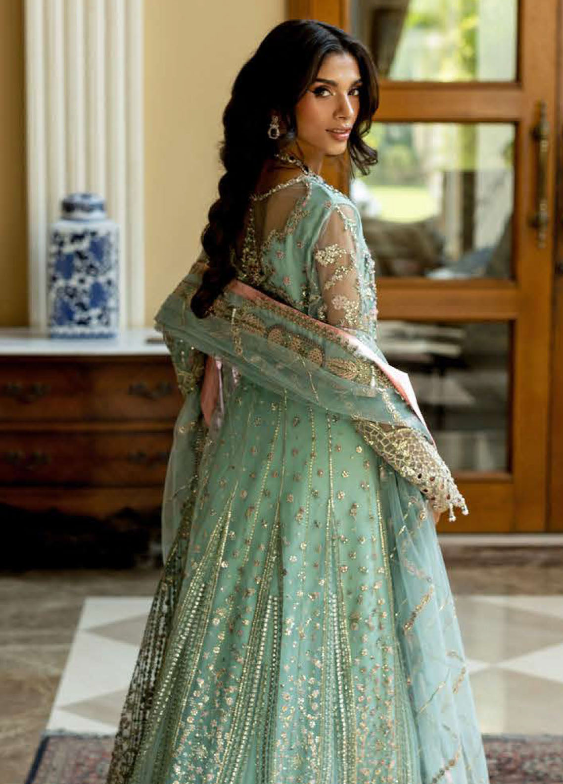 Darlings By Mushq Embroidered Net 4 Piece Unstitched Suit MQ25DW D-06 BINDU Darlings By Mushq Embroidered Net 4 Piece Unstitched Suit MQ25DW D-06 BINDU