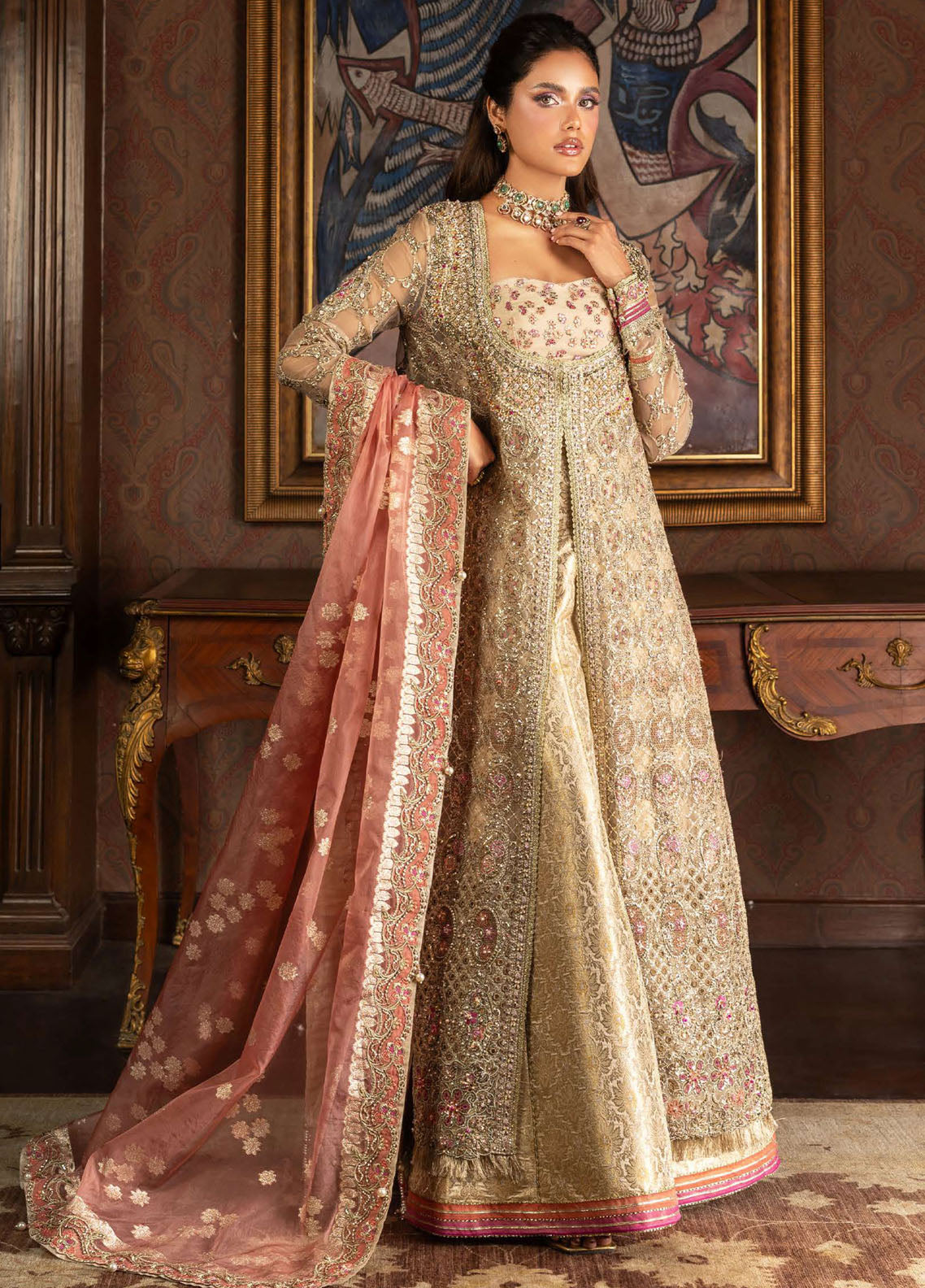 Darlings By Mushq Embroidered Organza 4 Piece Unstitched Suit MQ25DW D-04 JHILMIL Darlings By Mushq Embroidered Organza 4 Piece Unstitched Suit MQ25DW D-04 JHILMIL