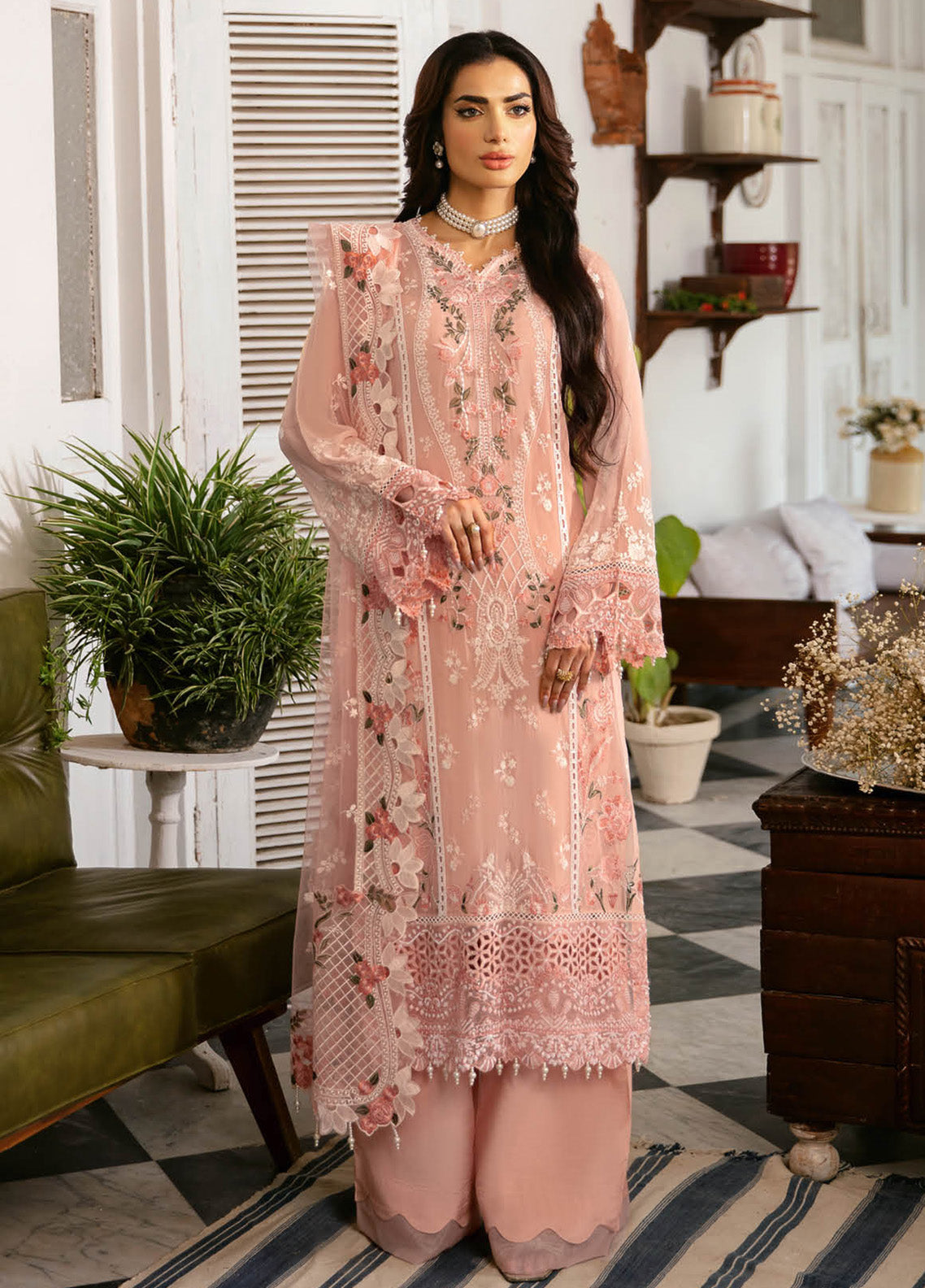 Dastak By Ramsha Embroidered Chiffon 3 Piece Unstitched Suit RM24DV1 Q-101 Dastak By Ramsha Embroidered Chiffon 3 Piece Unstitched Suit RM24DV1 Q-101