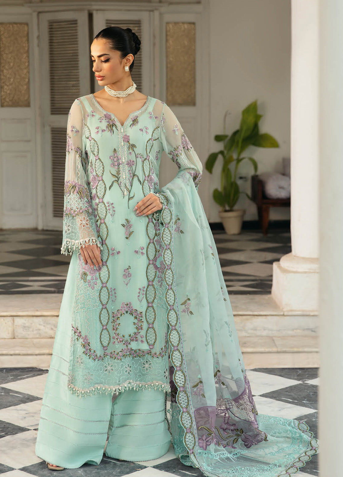 Dastak By Ramsha Embroidered Chiffon 3 Piece Unstitched Suit RM24DV1 Q-102 Dastak By Ramsha Embroidered Chiffon 3 Piece Unstitched Suit RM24DV1 Q-102