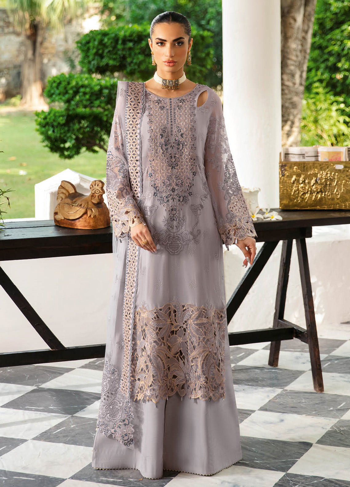 Dastak By Ramsha Embroidered Chiffon 3 Piece Unstitched Suit RM24DV1 Q-104 Dastak By Ramsha Embroidered Chiffon 3 Piece Unstitched Suit RM24DV1 Q-104