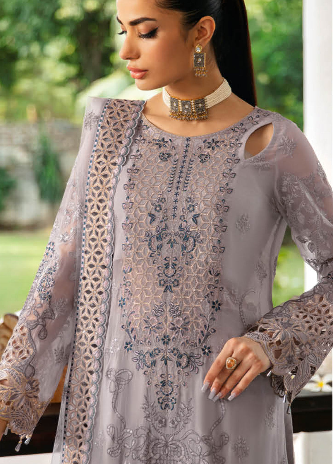 Dastak By Ramsha Embroidered Chiffon 3 Piece Unstitched Suit RM24DV1 Q-104 Dastak By Ramsha Embroidered Chiffon 3 Piece Unstitched Suit RM24DV1 Q-104