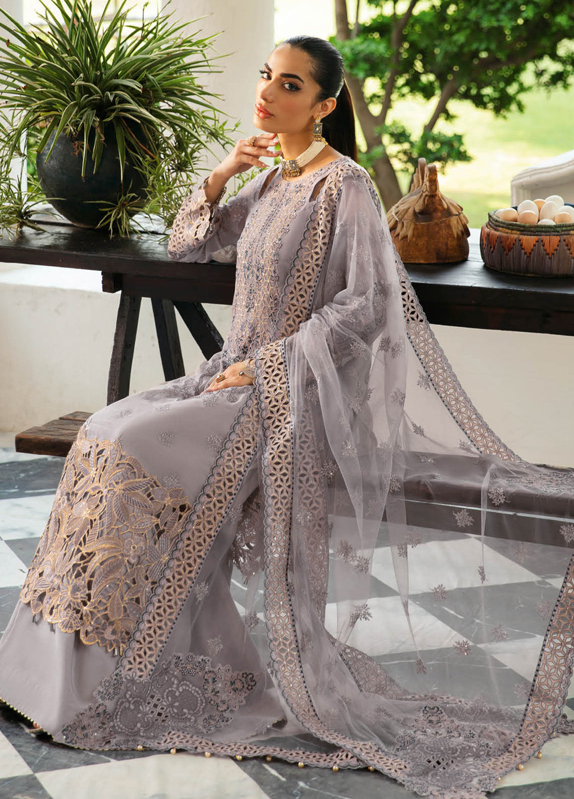 Dastak By Ramsha Embroidered Chiffon 3 Piece Unstitched Suit RM24DV1 Q-104 Dastak By Ramsha Embroidered Chiffon 3 Piece Unstitched Suit RM24DV1 Q-104