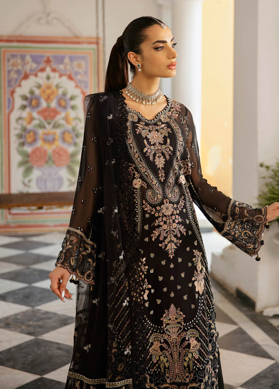 Dastak By Ramsha Embroidered Chiffon 3 Piece Unstitched Suit RM24DV1 Q-106 Dastak By Ramsha Embroidered Chiffon 3 Piece Unstitched Suit RM24DV1 Q-106