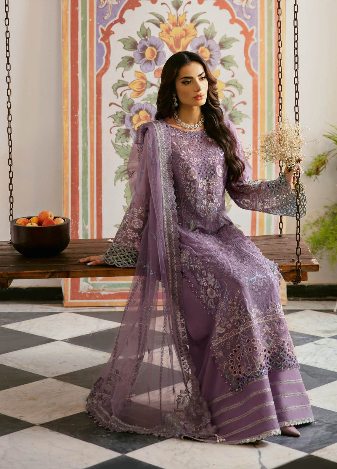 Dastak By Ramsha Embroidered Chiffon 3 Piece Unstitched Suit RM24DV1 Q-108 Dastak By Ramsha Embroidered Chiffon 3 Piece Unstitched Suit RM24DV1 Q-108