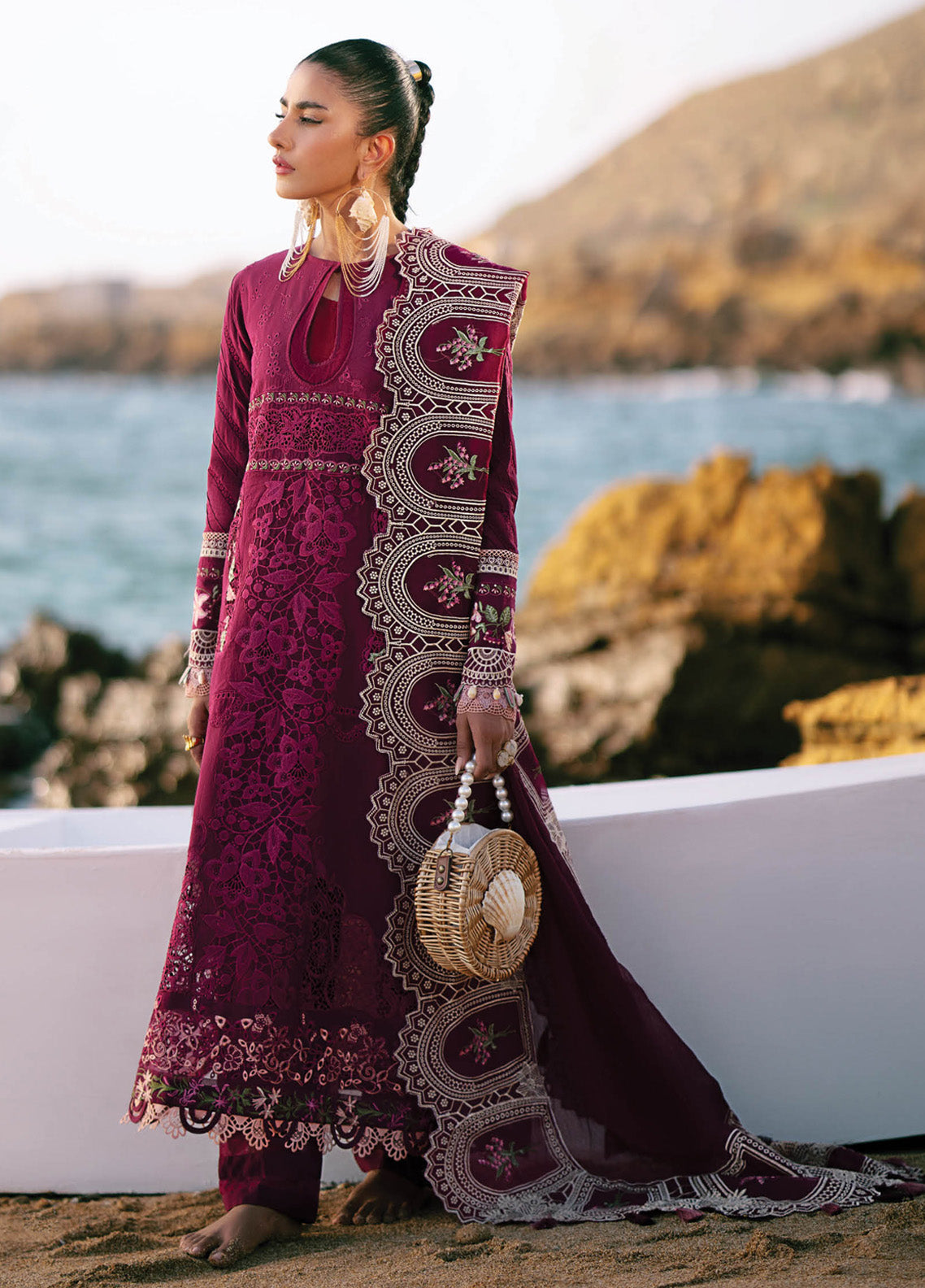 Dastan By AJR Couture Embroidered Lawn 3 Piece Unstitched Suit AJR25DLL D-02 CHEERY WINE Dastan By AJR Couture Embroidered Lawn 3 Piece Unstitched Suit AJR25DLL D-02 CHEERY WINE