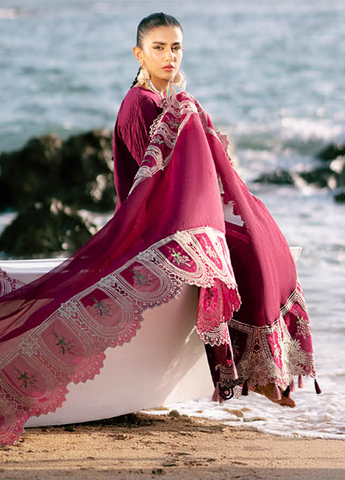 Dastan By AJR Couture Embroidered Lawn 3 Piece Unstitched Suit AJR25DLL D-02 CHEERY WINE Dastan By AJR Couture Embroidered Lawn 3 Piece Unstitched Suit AJR25DLL D-02 CHEERY WINE