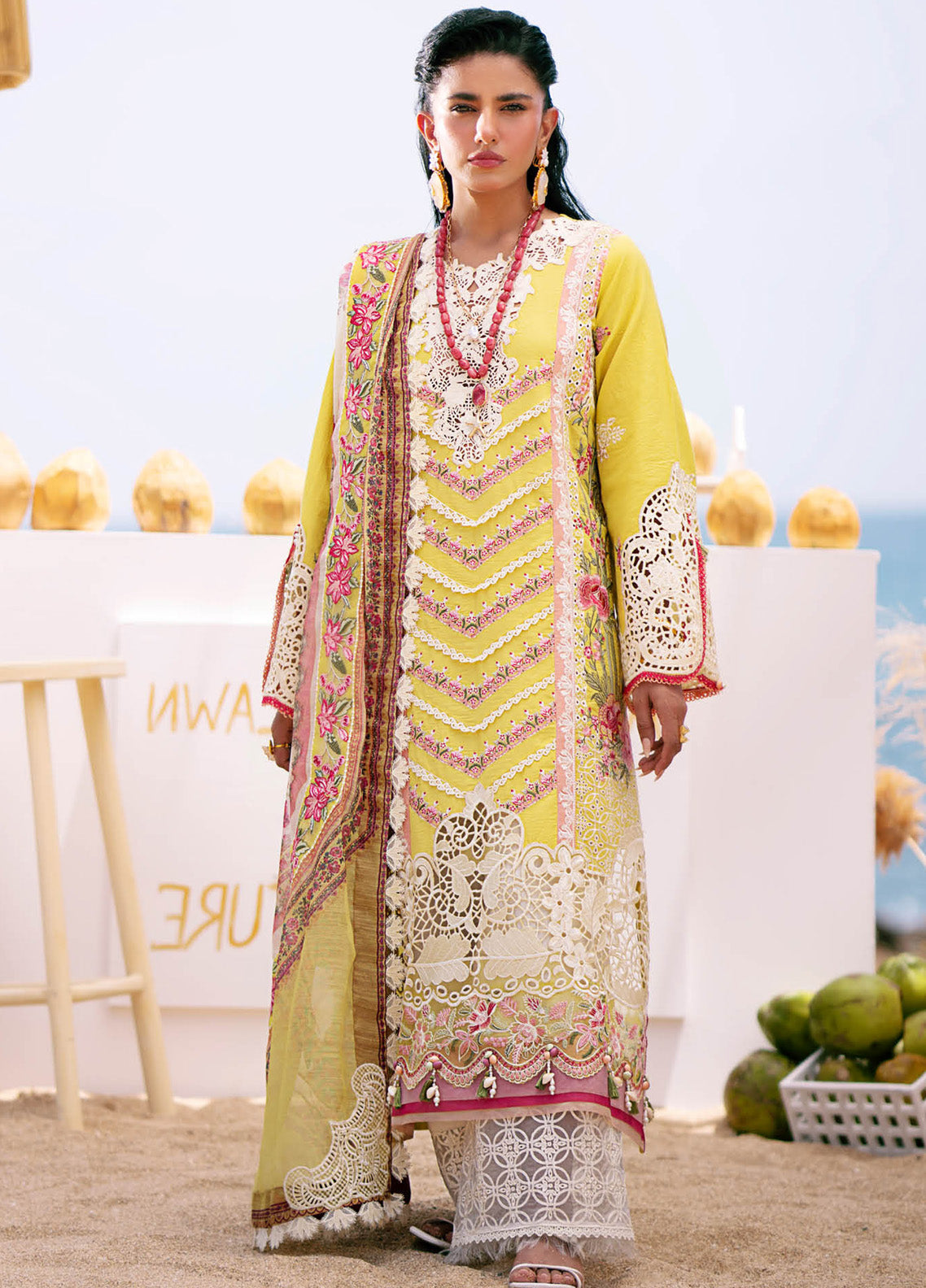 Dastan By AJR Couture Embroidered Lawn 3 Piece Unstitched Suit AJR25DLL D-06 SUNSET Dastan By AJR Couture Embroidered Lawn 3 Piece Unstitched Suit AJR25DLL D-06 SUNSET