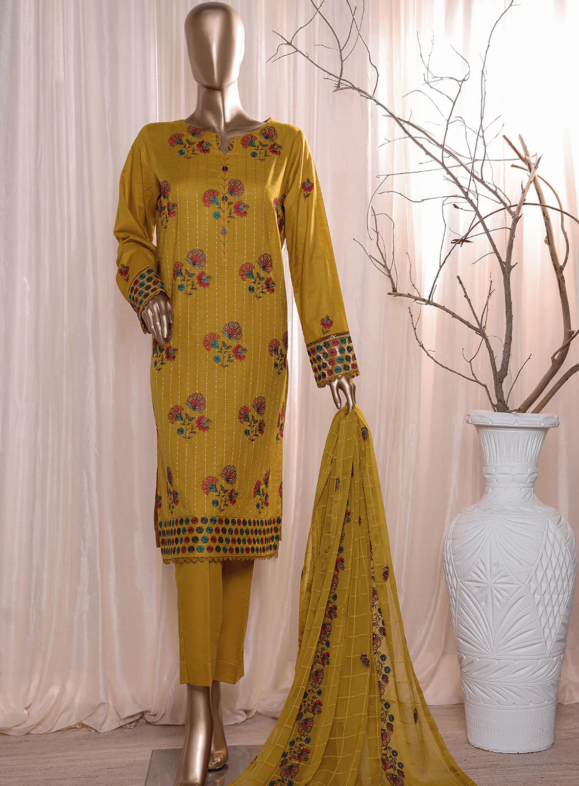 Dastan By HZ Textile Slub Embroidered Lawn 3 Piece Unstitched Suit HZ24DV2 D-01 Dastan By HZ Textile Slub Embroidered Lawn 3 Piece Unstitched Suit HZ24DV2 D-01