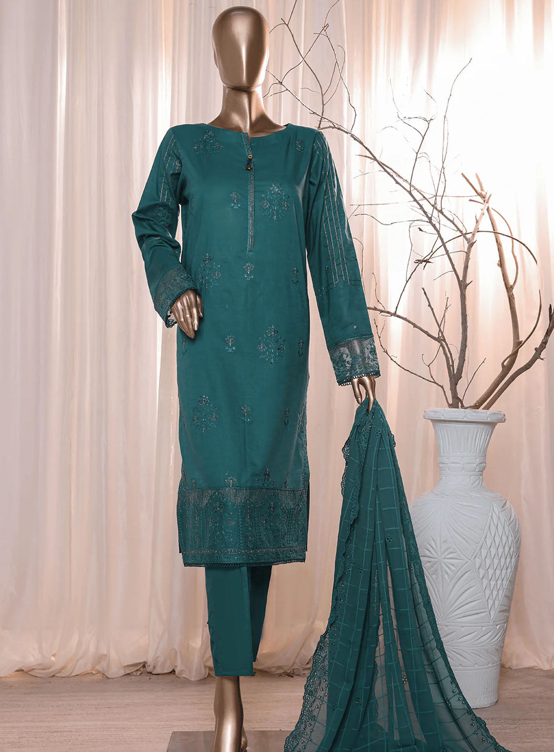 Dastan By HZ Textile Slub Embroidered Lawn 3 Piece Unstitched Suit HZ24DV2 D-4B Dastan By HZ Textile Slub Embroidered Lawn 3 Piece Unstitched Suit HZ24DV2 D-4B