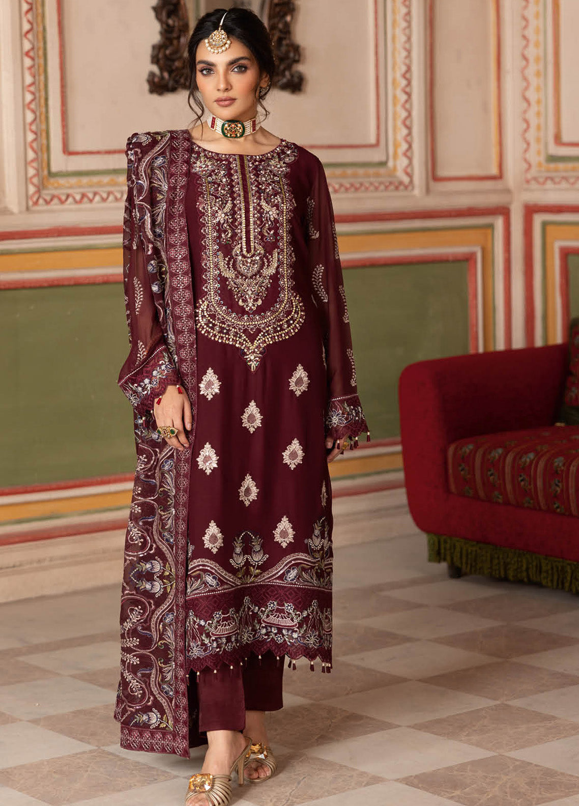 Dastan By Ramsha Embroidered Chiffon 3 Piece Unstitched Suit RM25DV3 T-301 Dastan By Ramsha Embroidered Chiffon 3 Piece Unstitched Suit RM25DV3 T-301