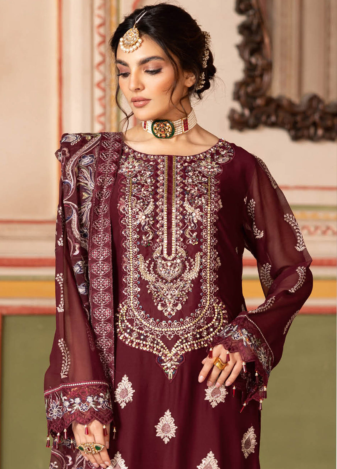 Dastan By Ramsha Embroidered Chiffon 3 Piece Unstitched Suit RM25DV3 T-301 Dastan By Ramsha Embroidered Chiffon 3 Piece Unstitched Suit RM25DV3 T-301
