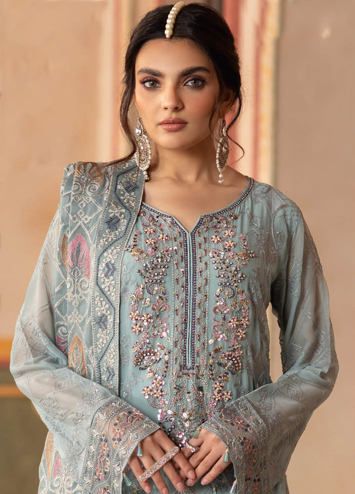 Dastan By Ramsha Embroidered Chiffon 3 Piece Unstitched Suit RM25DV3 T-302 Dastan By Ramsha Embroidered Chiffon 3 Piece Unstitched Suit RM25DV3 T-302