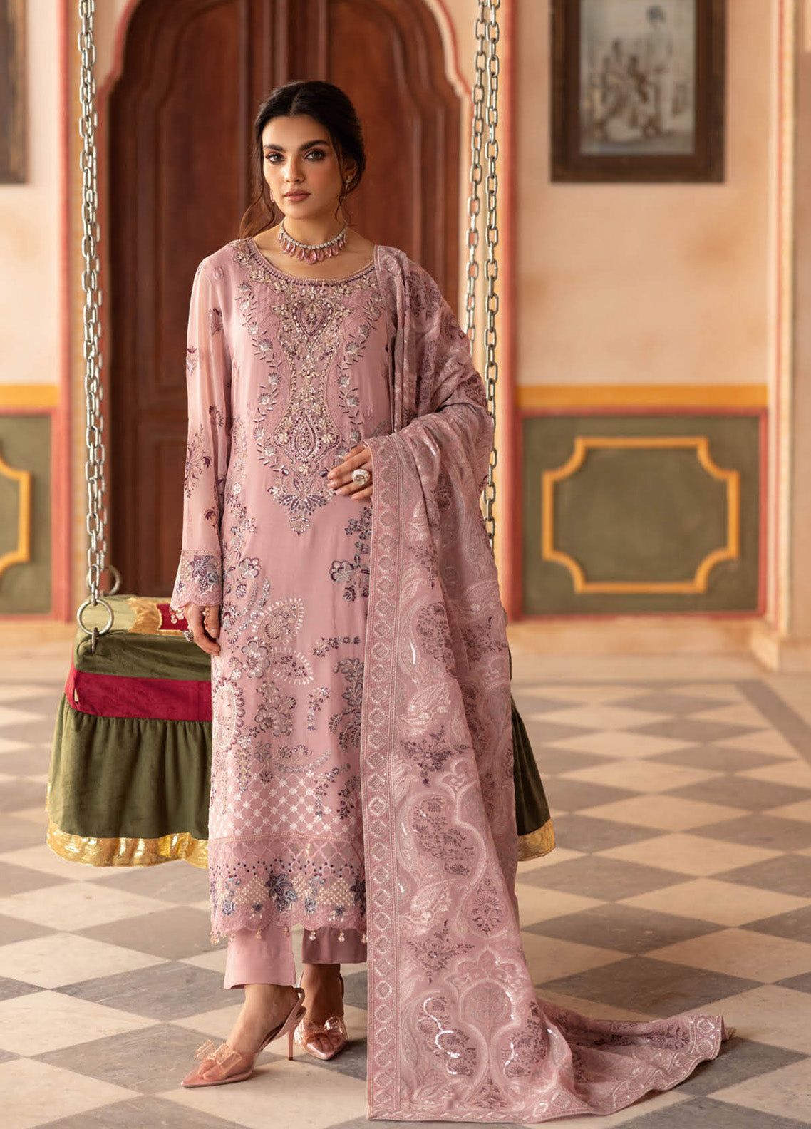 Dastan By Ramsha Embroidered Chiffon 3 Piece Unstitched Suit RM25DV3 T-303 Dastan By Ramsha Embroidered Chiffon 3 Piece Unstitched Suit RM25DV3 T-303