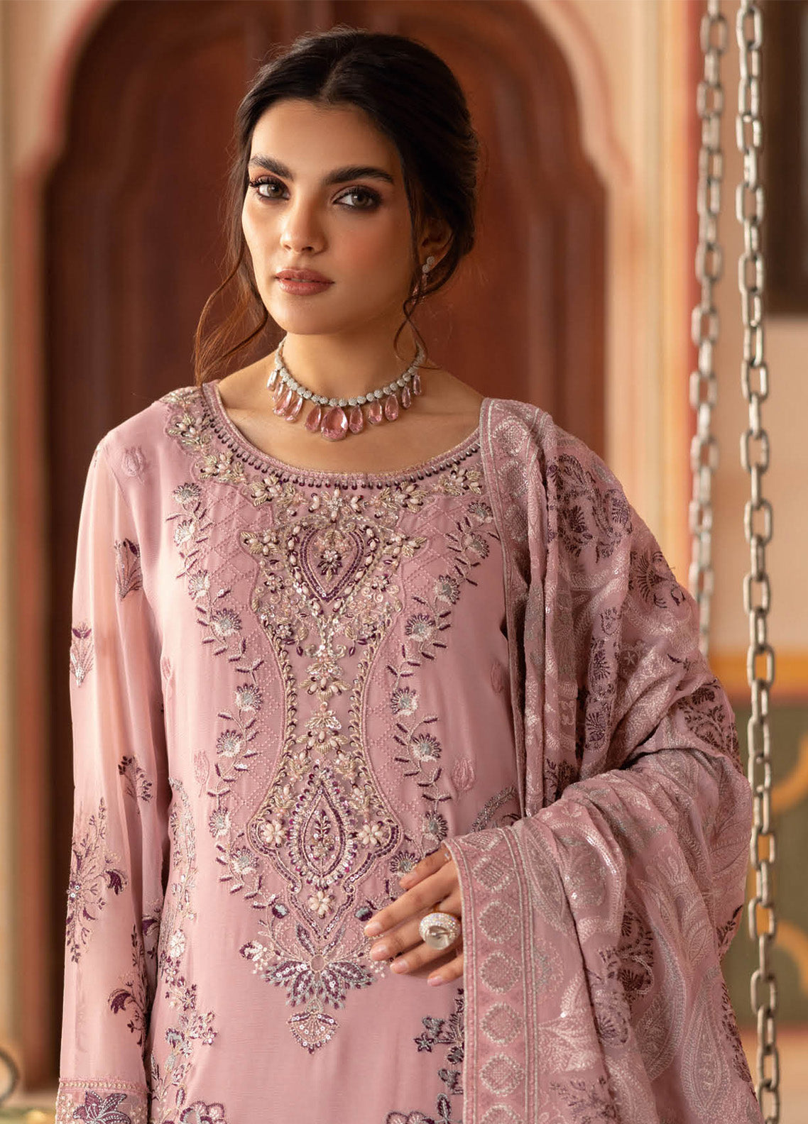 Dastan By Ramsha Embroidered Chiffon 3 Piece Unstitched Suit RM25DV3 T-303 Dastan By Ramsha Embroidered Chiffon 3 Piece Unstitched Suit RM25DV3 T-303