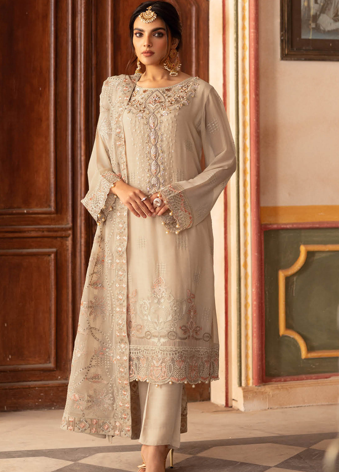 Dastan By Ramsha Embroidered Chiffon 3 Piece Unstitched Suit RM25DV3 T-305 Dastan By Ramsha Embroidered Chiffon 3 Piece Unstitched Suit RM25DV3 T-305