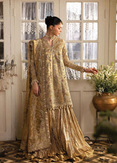 Dastangoi By Afrozeh Embroidered Tissue Zari 3 Piece Unstitched Suit AF25DG D-03 GOLDVEIL