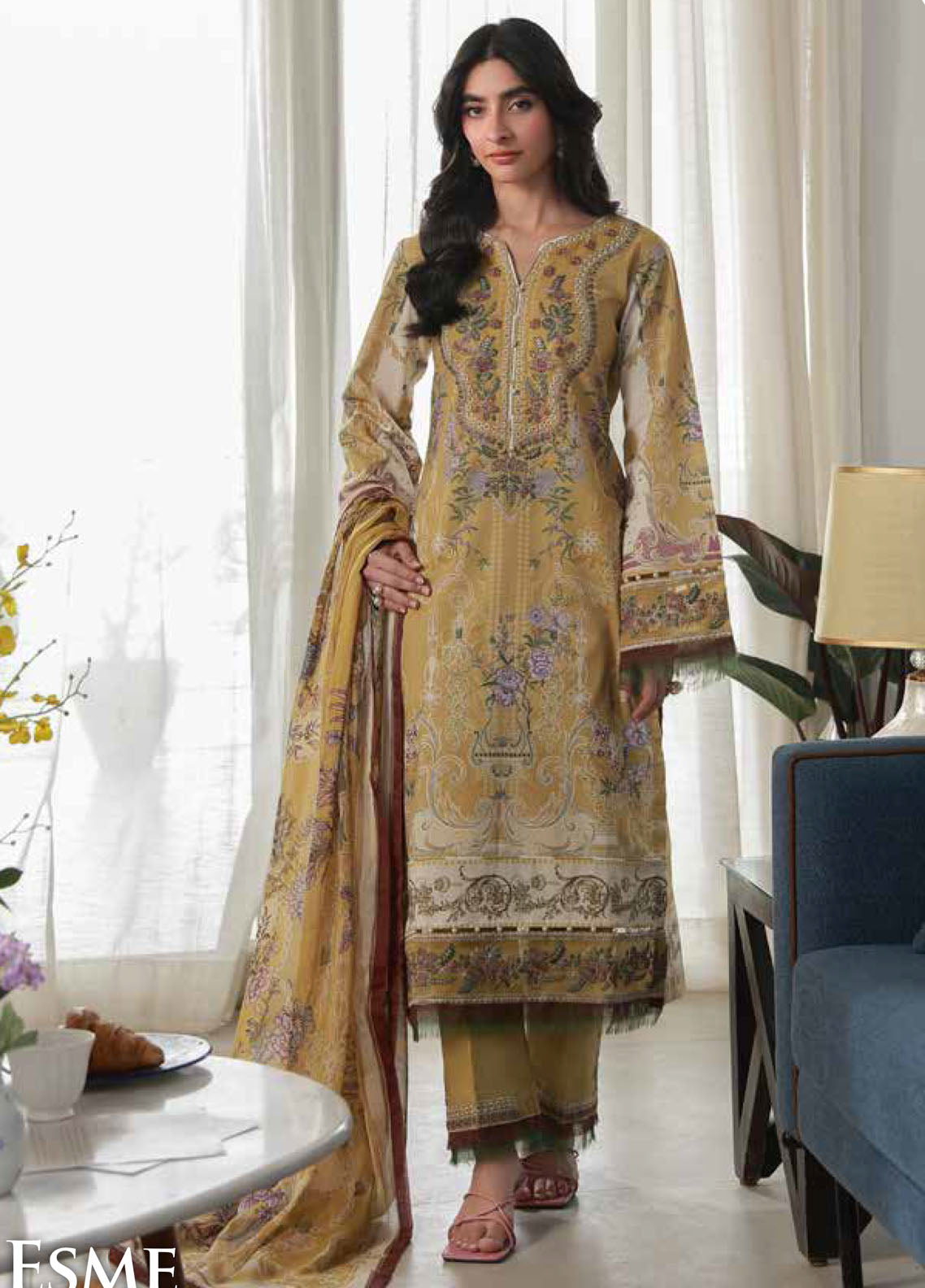 Delia By Gulaal Luxury Embroidered Lawn 3 Piece Unstitched Suit GL26DLLV1 D-07 ESME Delia By Gulaal Luxury Embroidered Lawn 3 Piece Unstitched Suit GL26DLLV1 D-07 ESME