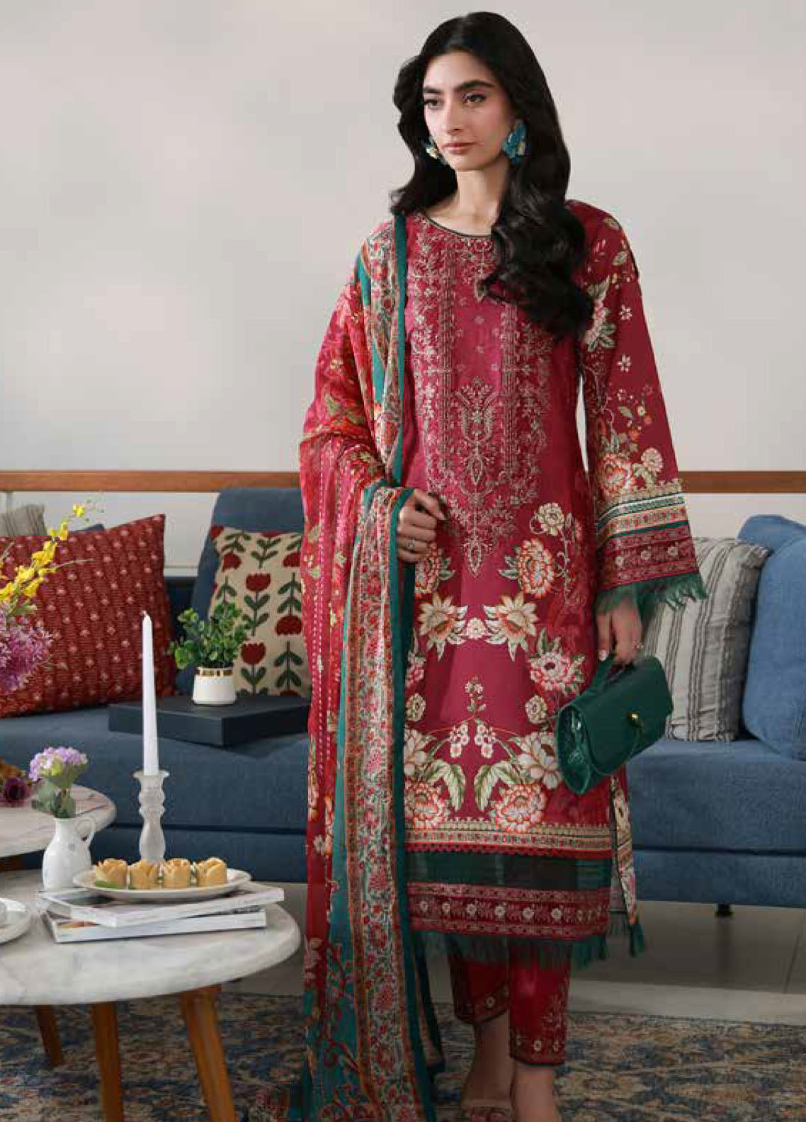 Delia By Gulaal Luxury Embroidered Lawn 3 Piece Unstitched Suit GL26DLLV1 D-08 HILYN Delia By Gulaal Luxury Embroidered Lawn 3 Piece Unstitched Suit GL26DLLV1 D-08 HILYN