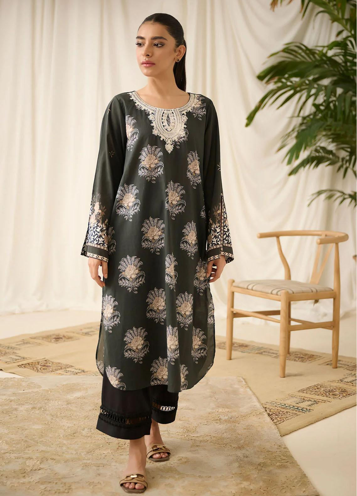 Dhanak Embroidered Lawn Stitched Kurti - DK24EL D-0519 Dhanak Embroidered Lawn Stitched Kurti - DK24EL D-0519