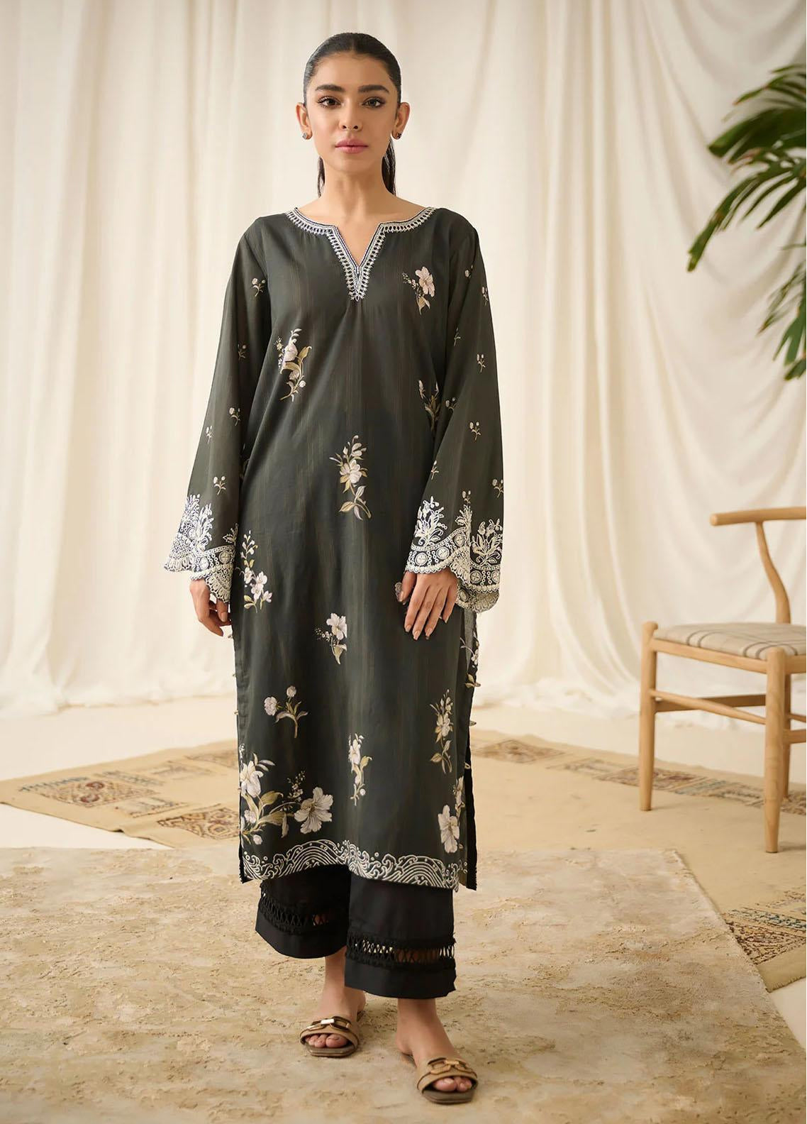 Dhanak Embroidered Lawn Stitched Kurti - DK24EL D-0521 Dhanak Embroidered Lawn Stitched Kurti - DK24EL D-0521