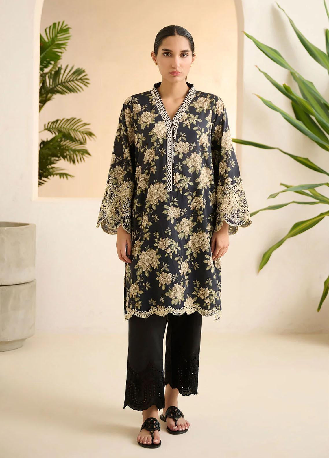 Dhanak Embroidered Lawn Kurti Stitched Suit - DK24EL D-0523 Dhanak Embroidered Lawn Kurti Stitched Suit - DK24EL D-0523